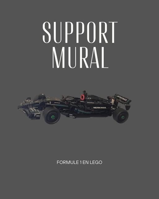 Support mural présentant une Formule 1 en Lego